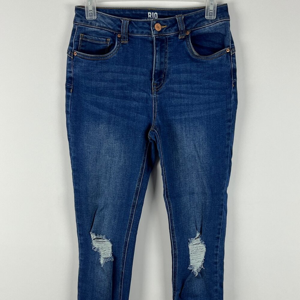 Rio Jeans Size 7 Stretch Inseam 28in Rise 9in Skinny Blue Cotton Spandex